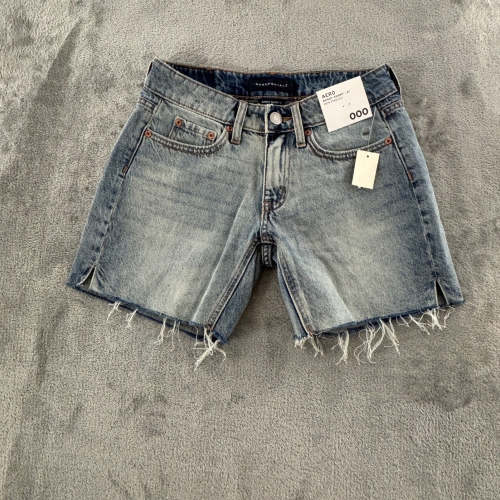 Aeropostale Baggy Short Womens 00 Non Stretch Denim Cutoff Jean Shorts 6" Inseam